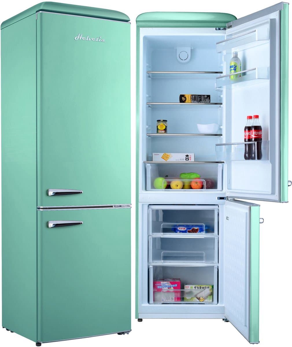 Helvetia Retro Koel-vriescombinatie HRCBGR300PEV1 - Groen - 300L - Led Verlichting - XL - 192cm Hoog — afbeelding 1