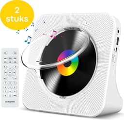 Vizual CD Speler - Compact 3-in-1 met CD, Radio en Bluetooth – 2 stuks - Draagbare CD-Speler met HiFi Speakers, FM Radio, LCD Scherm en USB ingang — thumbnail 1