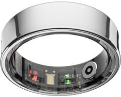 NOLATR Smart Ring LUX – Zonder Abonnement – Activity Tracker Ring – Hartslag, Slaap & Stappen – 5-7 Dagen Batterij – Zilver – Maat 12