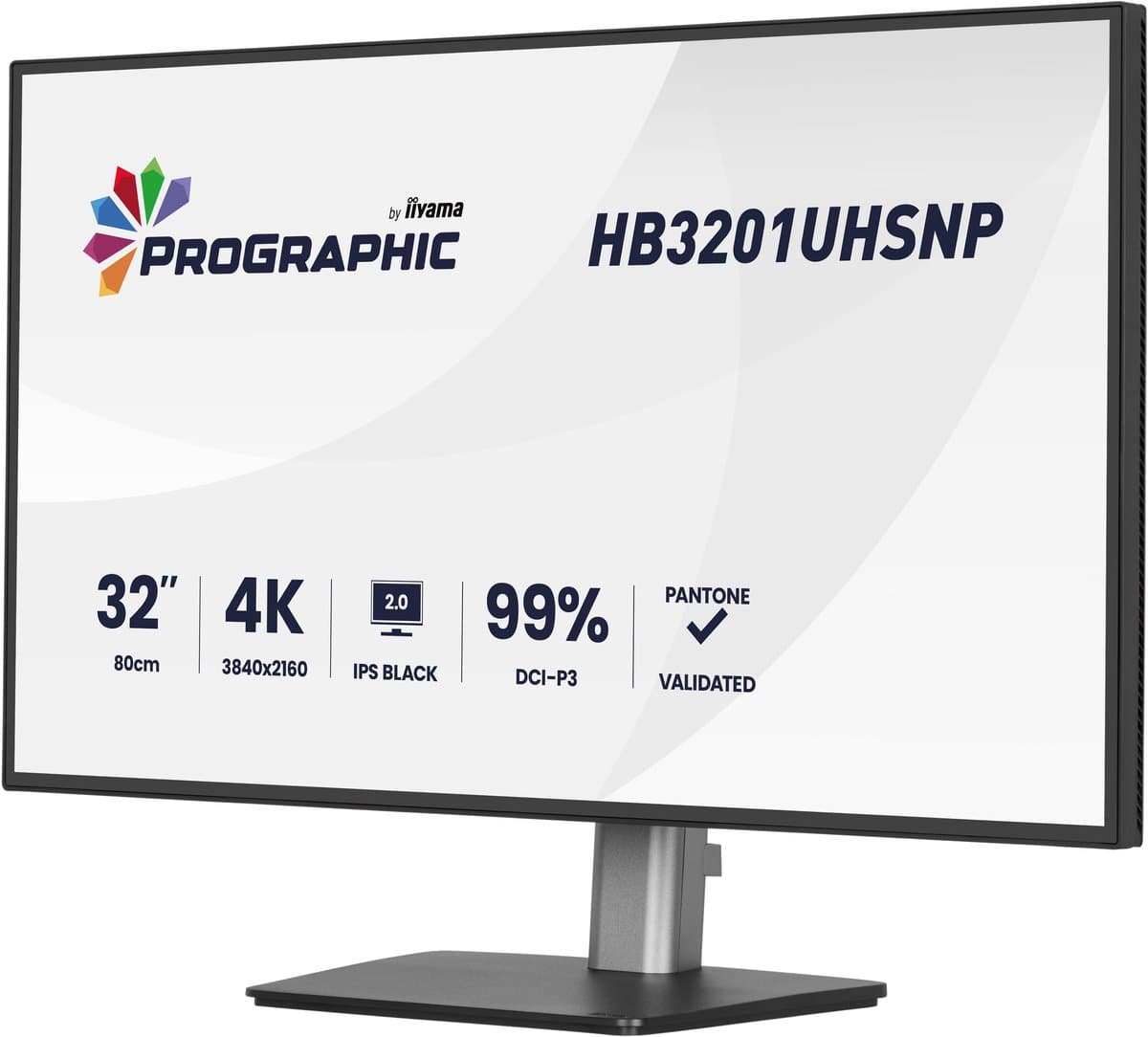 iiyama ProGraphic HB3201UHSNP-B1 - 32 inch - 4K - IPS Black 2.0 - Verstelbaar - DCI-P3(99%) - USB-C Dock — afbeelding 1