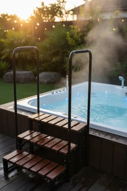 Whirlpool-trap met dubbele leuningen – 3-traps spa-treden voor whirlpool en zwembad – Afneembare U-vormige leuning, antislip treden, verstelbare voet, draagvermogen van 204 kg – Novihome Spa Step Deluxe — thumbnail 7