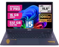 GMR Professional Laptop / 15.6 Inch Full HD Display / Intel Core i5 / 16GB DDR5 RAM / 512GB SSD / Windows 11 Pro / Perfect voor Zakelijk en Studiegebruik