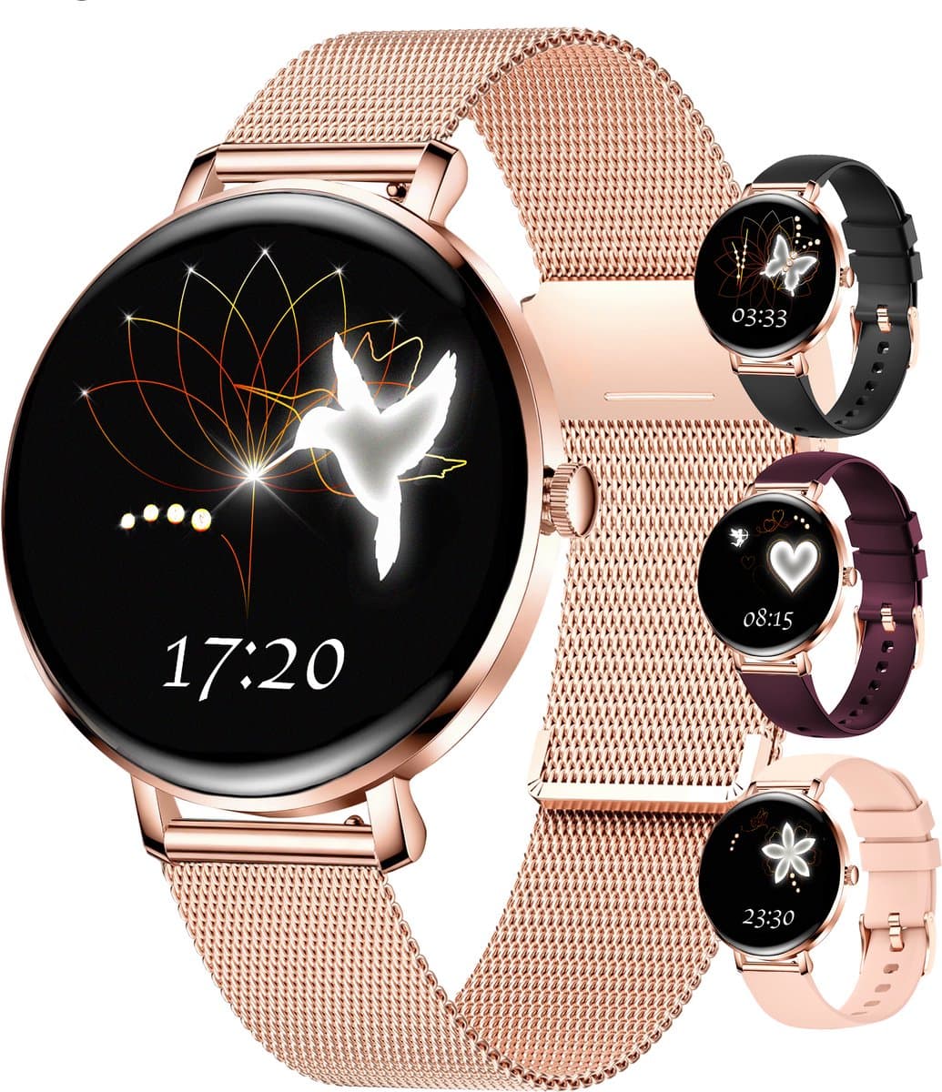 Bizoule Amor Smartwatch Dames - Rosé-Goud - AMOLED - Horloge met Belfunctie - Stappenteller - Hartslagmeter - Slaapmonitor - Multisport - Geschikt voor Android en iOS — afbeelding 1