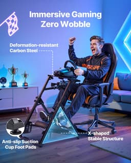 VEVOR Stuurwielstandaard Simulator Cockpit Opvouwbaar voor Logitech G923 G920 G29 G27 — thumbnail 4