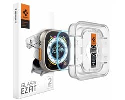 Spigen Screenprotector geschikt voor Apple Watch Ultra 49mm - Tempered Glas met Montage 2 stuks - Transparant