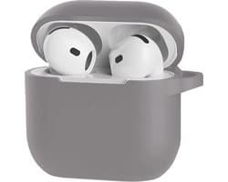 Jumada's Case Geschikt voor AirPods 4 Hoesje Hoes Siliconen Met Clip Cover - Hoesje Geschikt voor Apple AirPods 4 Hoes Siliconen - Grijs