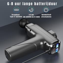 RWB® Massage Pistool - Massagepistool - Massage Gun - 30 Snelheden - 8 Massagekoppen - Zwart - 15cm x 10cm x 7cm — thumbnail 5