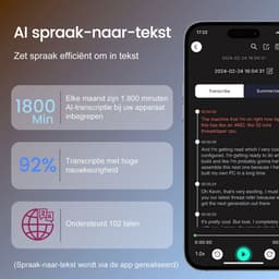 AI Digitale Voice Recorder - 64GB - AI Transcription en Samenvatting - Ondersteuning 102 Talen - App-bediening - voor Vergaderingen Interviews Lesgeven — thumbnail 4
