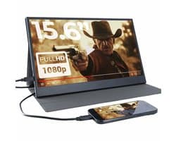 Denver Portable Monitor - Full HD - 15.6" - Draagbare Monitor - Lederen Hoes - HDMI - USB-C - PMO15604