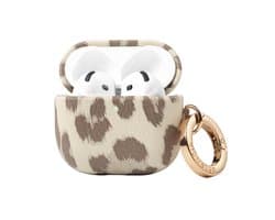 Selencia Sabi Case met panterprint - Hoesje geschikt voor AirPods 4 - Soft Ivory