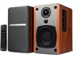 Actieve Wandluidspreker met Bluetooth en Versterker - 50W RMS - 2 RCA Ingangen - Inclusief Afstandsbediening - Beukenhout