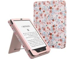 7/6.8 Inch E-reader Hoesje met Auto-Wake/Sleep - Roze Lente Design - Geschikt voor Kindle Paperwhite 12e/11e Generatie