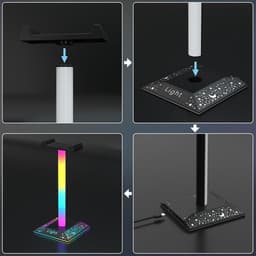 RGB Headset Standaard met USB Type-C Poort - Hoofdtelefoonhouder met 10 Lichtmodi — thumbnail 3