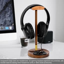 Massief Houten Hoofdtelefoonstandaard voor Bureau en Gaming Headsets — thumbnail 2