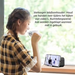 1 artikel - Luidspreker - Draadloze Bluetooth-luidspreker met wekkerfunctie - Luidspreker met mini-kaartsleuf - Cadeau - Ondersteunt TF-kaart, USB-flashdrive en AUX-interface - Vintage design - Roze — thumbnail 4