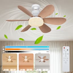 MUPOO Plafondventilator met verlichting Ø52 cm - E27 Fitting - 3 Snelheden - LED Traploos Dimbaar - 3 Lichtkleuren 3000K-6500K - Met Afstandsbediening - Slaapmodus - Geheugenfunctie - Compact - Slaapkamer Keuken Garage — thumbnail 1