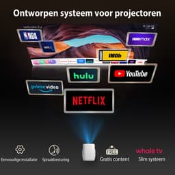 XGODY Gimbal N5 Mini Projector - Smart 1080P Full HD Beamer - 4K Ondersteuning - WiFi 6 & Bluetooth 5.4 - Ingebouwde Speakers - Draagbare Mini Beamer Thuisbioscoop - WhaleOS - Wit — thumbnail 4