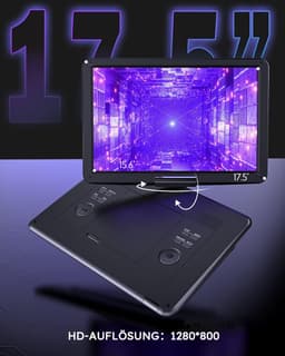 17,5'‘ Draagbare DVD Speler Auto met 15,6’' draaibaar HD-scherm, 6 uur batterijduur, ondersteunt meerdere formaten/SD/USB, tv/projector-synchronisatie, schokbestendig & opslagfunctie, stereoluidsprekers — thumbnail 3