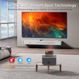 Namajunas - Beamer - Smart 1080P Full HD Projector - Mini Beamer - FULL HD (4K-Ondersteuning) - 10.000 lumen - WiFi & Bluetooth - Ingebouwde Speakers - Draagbare Beamer Thuisbioscoop - Voor iOS en Android - Autofocus - Incl. Smart Remote — thumbnail 4
