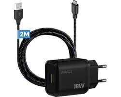 Phreeze usb oplader 15w - Usb naar micro usb kabel 2 meter - 5v 3a usb adapter voor smartphone ereader controller met micro usb poort