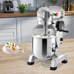 Keukenmachine - Commerciële Staande Deegmixer - RVS Kom 14,2 L - Krachtige 850 W Motor - Drie Snelheden 113/184/341 rpm - Deeghaak & Klopper - Voor Bakkerij & Pizzeria — thumbnail 2