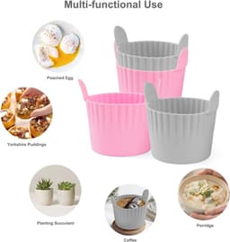 Bakjes voor Airfryer, 4 stuks Airfryer Ei Poacher BPA-vrij, Grote Muffin Hoesjes voor Airfryer, Gepocheerd Ei Vorm voor Airfryer Accessoires — thumbnail 6