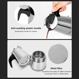 Roestvrijstalen koffiezetapparaat, draagbaar elektrisch apparaat voor mokka latte, espressofilter, koffiekopje in Europese stijl - 200 ml — thumbnail 2