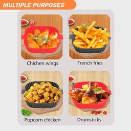 Vierkante siliconen airfryer bakplaat, 20 cm, antiaanbaklaag, hittebestendig tot 240°C, herbruikbaar, met handgreep en oliegeleider, multifunctioneel. — thumbnail 5