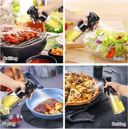 200ml Airfryer olijfolie spuitfles - Voedselveilig, geen schadelijke stoffen - Koken, bakken, Olie spuitfles - Salade & BBQ spuit - 8*6*20.5cm - Geschikt voor Airfryer koken, BBQ, feesten, kerstversiering - Zwart. — thumbnail 3