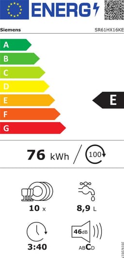 Siemens SR61HX16KE - iQ100 - Vaatwasser- Inbouwvaatwasser - 45 cm - Smal model - Energielabel E - Home Connect - varioSpeed Plus: je vaat tot wel drie keer zo snel schoon -infoLight — thumbnail 3
