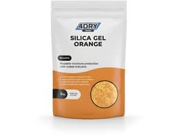 4DRY Orange Silica Gel | 1 kg | Hersluitbare zak | Silica Gel voor filamenten, elektronica, luchtfiltratie etc | Oranje 3 - 5 mm | Met indicator en herbruikbaar
