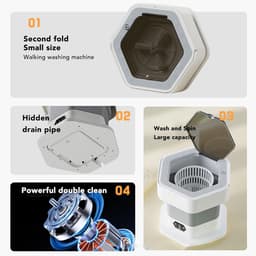 Draagbare wasmachines, draagbare wasmachines en drogers, kleine opvouwbare wasgoed voor reizen, grote opvouwbare mini-wasmachine voor appartementen, slaapzalen, campings, campers - grijs — thumbnail 4