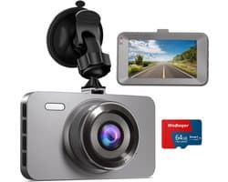 Dashcam Auto 1080P met 3 Inch IPS Scherm, Nachtzicht en 64GB SD Kaart