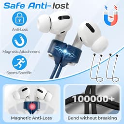 4 stuks Magnetisch anti-verlieskoord voor Bluetooth-oortjes - Supersterke magneet - Anti-verlieskoord voor Bluetooth-oortjes - Siliconen sportkoord - 70 cm × 1 cm × 0,5 cm - Geschikt voor sport en woon-werkverkeer - Zwart, wit — thumbnail 2