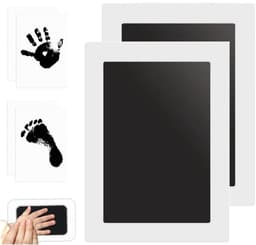 2 stuks - Baby handafdruk - Baby voetafdruk - Inktafdruk - Incl. 2 Witte Kaartjes - Babyshower Cadeau - Stempelkussen voor baby handafdruk - Kat- / Hondenafdruk Inclusief beschrijving Engels - Maat S (12.5x8cm) - Zwart — thumbnail 1