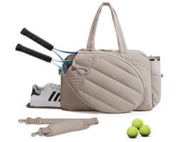 Tennistas voor de sportschool - met 2 racketvakken, een schoenenvak en een waterdichte tas - een sporttas voor op reis waar ook een laptop in past.