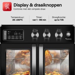 TurboTronic AFD32 Airfryer XXL en Oven – 12 Kookprogramma's – Vrijstaande Mini Oven – Instelbaar van 25 tot 230°C - 32L - Zwart — thumbnail 6