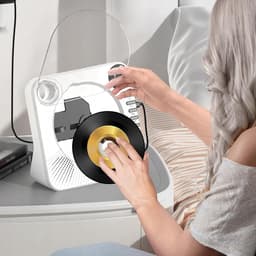 CD Speler - Bluetooth Speaker - Witte Multifunctionele Audiospeler - Met USB, AUX & Remote - Slaaptimer & Batterij - Voor Muziek in Huis — thumbnail 9