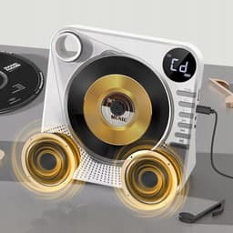 CD Speler - Bluetooth Speaker - Witte Multifunctionele Audiospeler - Met USB, AUX & Remote - Slaaptimer & Batterij - Voor Muziek in Huis — thumbnail 8