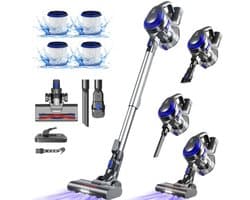 Hiaonyx Steelstofzuiger Draadloos,42000Pa,Tot 50 minuten werking,1,6L stofcontainer,,Geschikt voor huisdierenharen en tapijt,Blauw