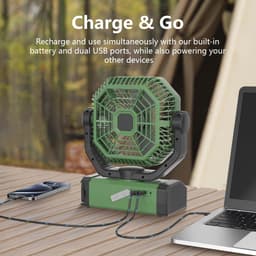 Draagbare Ventilator 24000 mAh - Batterij Werkt met Afstandsbediening en LED, 4 Snelheden, Perfect voor Kantoor, Camping en Outdoor Activiteiten — thumbnail 3