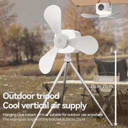 Oplaadbare USB Campingventilator met LED Licht en Afstandsbediening - Tentventilator met Afneembare Bladen, Timer en Statief voor Buitenactiviteiten — thumbnail 1