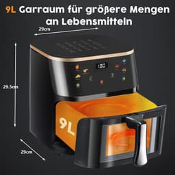 Lunekiss luchtfriteuse 9L – 1800W – digitaal display – 6 programma’s – ovencombinatie – zichtbaar venster — thumbnail 2