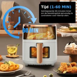 Lunekiss multifunctionele luchtfriteuse 6L – 1800W – digitaal display – kijkvenster – 8 programma’s – airfryer — thumbnail 5