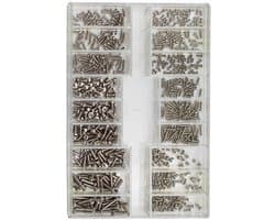 Schroefset - 500 stuks - M1,2 t/m M2 - Schroeven Set - Ronde kop - Diy assortiment - Schroefjes Metrisch - Roestvrij Staal Micro Schroevenset - Bril Reparatie Set - Geschikt voor Brillen Horloges Telefoons Camera's Laptops Schroeven - Zilver