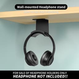 Allecta - Set van 2 headset houders met plakband voor gaming hoofdtelefoons in zwart - Handige wandhouder. — thumbnail 5