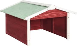vidaXL - Overkapping - voor - grasmaaier - 72x87x50 - cm - vurenhout - rood - en - wit — thumbnail 1