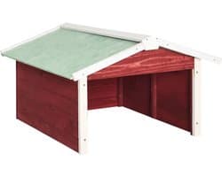 vidaXL - Overkapping - voor - grasmaaier - 72x87x50 - cm - vurenhout - rood - en - wit