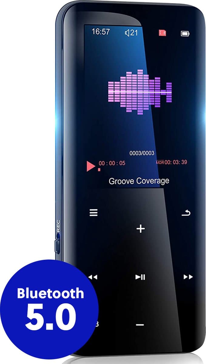 Gadgetplace MP3 speler met MP4 Videospeler - Incl. Oordopjes - Bluetooth 5.0 en 32GB geheugen - FM Radio, Spraakrecorder en E-book — afbeelding 1