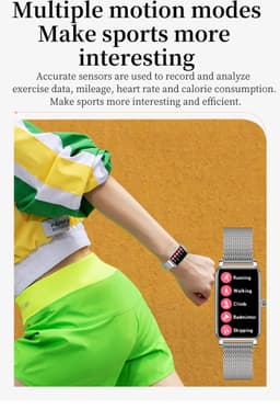 DrPhone Ai Hydro2 Smartwatch Dames – Slim Horloge met Hartslag-, Bloeddruk- & Zuurstofmeting – Menstruatie- & Slaapmonitor, Stappenteller & 12 Sportmodi – Zilver — thumbnail 2